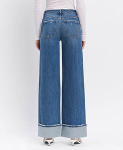 Vervet High Rise Cuffed Wide Leg Jeans