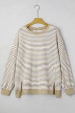 Load image into Gallery viewer, Brown Stripe Knit Ribbed Long Sleeve Top