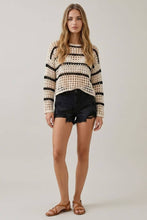 Load image into Gallery viewer, Black &amp; Ivory Boho Striped Sweater