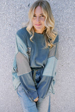Load image into Gallery viewer, Blue Patchwork Long Sleeve Top