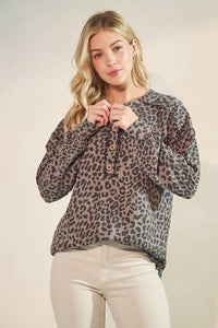 Animal Print Button Up Top