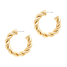 Load image into Gallery viewer, Riley Braided Hoop Earrings: Gold