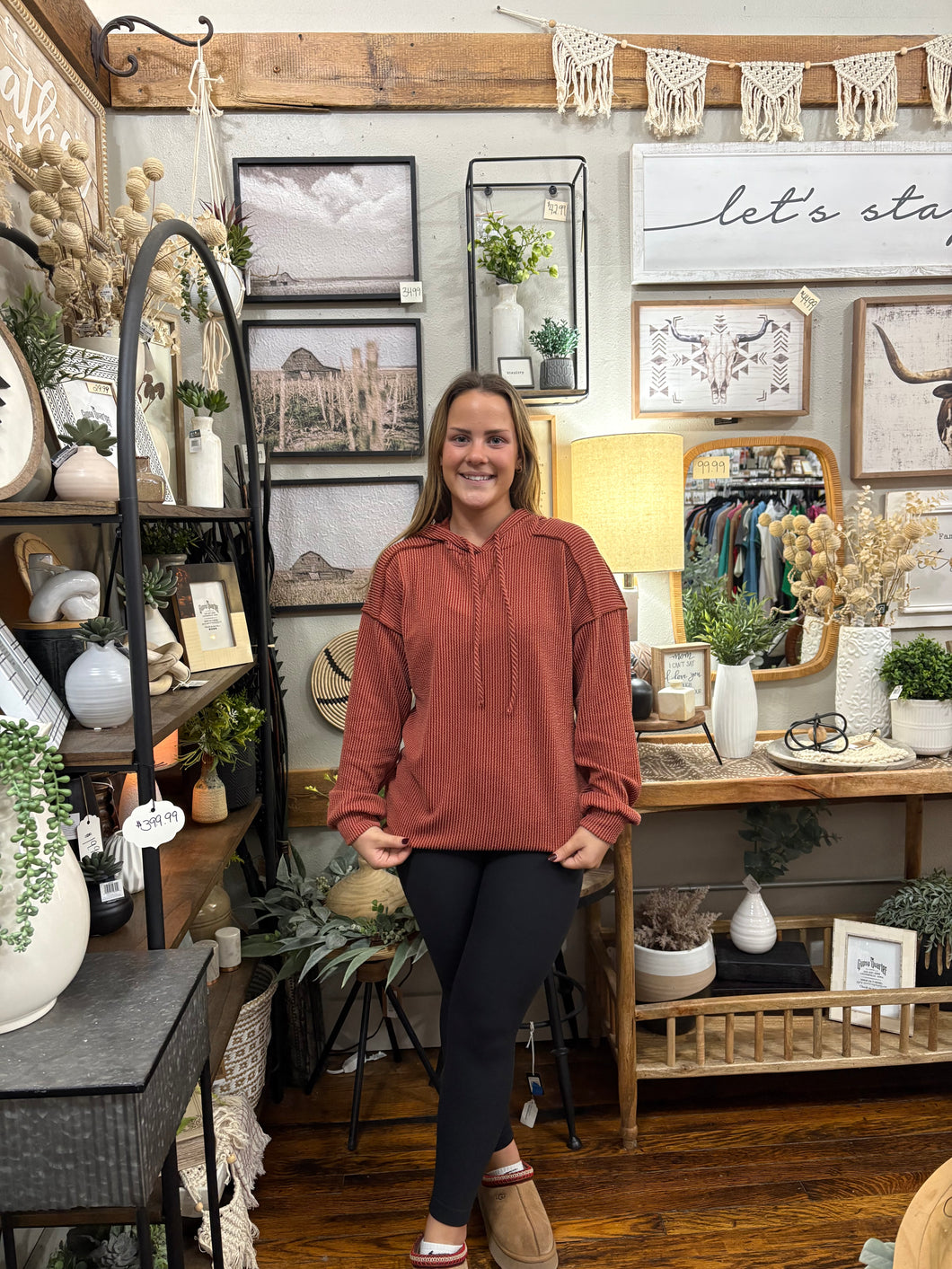 Rust Urban Ribbed Hoodie