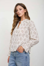 Load image into Gallery viewer, Floral Leaf Split Neck Top