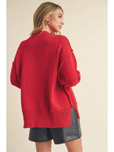 Load image into Gallery viewer, Red Boxy Sid Slit Sweater