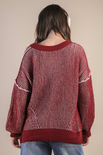 Load image into Gallery viewer, Wine Two Tone Sweater