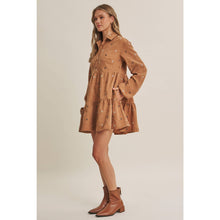 Load image into Gallery viewer, OLIVE MEADOW MARKET ARTISAN DAISY EMBROIDERED CORDUROY MINI DRESS