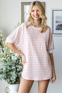 Pink Stripe Textured Top