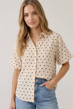 Load image into Gallery viewer, Cream Polka Dot Bubble Sleeve Top