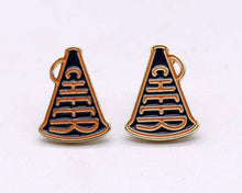 Load image into Gallery viewer, Cheer Horn Gameday Post Earrings: Red Black