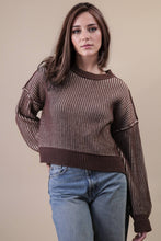 Load image into Gallery viewer, Chocolate Two Tone Stripe Sweater