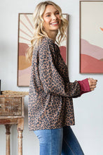 Load image into Gallery viewer, Burgundy Trimmed Animal Print Top