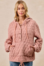 Load image into Gallery viewer, Quilting Knit Buttoned Hoodie Top With Pocket