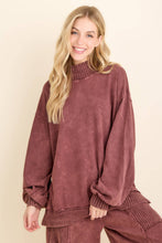 Load image into Gallery viewer, Hot Cocoa Mineral Washed Ribbed Mock Neck Sweatshirt