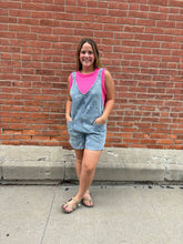 Load image into Gallery viewer, Flower Motif Denim Shortall