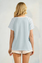 Load image into Gallery viewer, Vintage Blue Button Front Raglan Sleeve Top