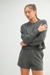 Black Laguna Dropped Shoulder Sweatshirt