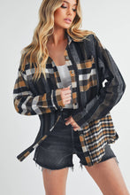 Load image into Gallery viewer, Black Plaid Flannel Shirt