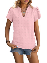 Load image into Gallery viewer, Pink V-Neck Swiss Dot w/Petal Sleeves