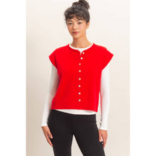 Load image into Gallery viewer, Red Rolled Edge Button Front Sweater Vest