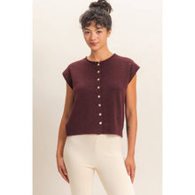 Load image into Gallery viewer, Red Rolled Edge Button Front Sweater Vest
