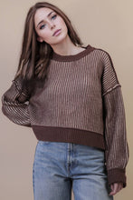 Load image into Gallery viewer, Chocolate Two Tone Stripe Sweater