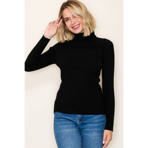 Black Ribbed Turtle Neck Sweater