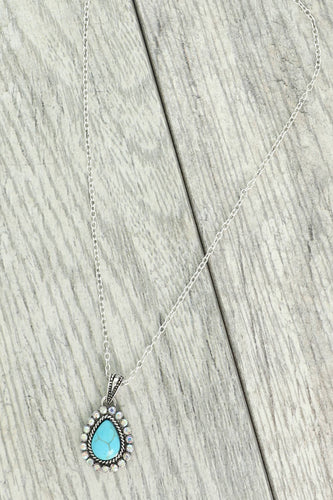 Western Crystal Turquoise Pendant Necklace