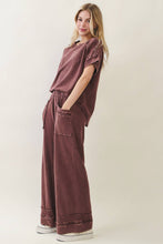 Load image into Gallery viewer, Hot Cocoa Mineral Washed Flower Trimmed Pants