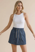 Load image into Gallery viewer, Elastic Waist String Chambray Skort