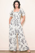 Load image into Gallery viewer, Cream Square Neck Puff Sleeve Wide Leg Jumper