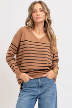 Load image into Gallery viewer, Camel &amp; Black Striped Sweater