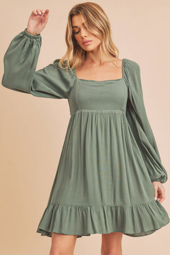 Eucalyptus Green Puff Sleeve Dress
