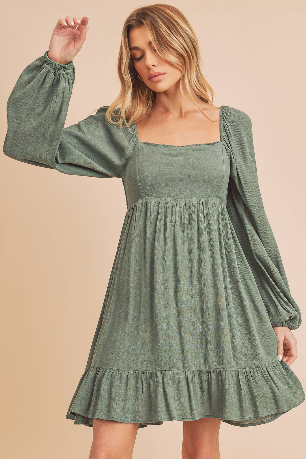 Eucalyptus Green Puff Sleeve Dress