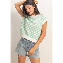 Load image into Gallery viewer, Mint Striped Sleeveless Crew Neck Top