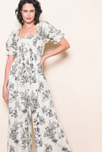 Load image into Gallery viewer, Cream Square Neck Puff Sleeve Wide Leg Jumper