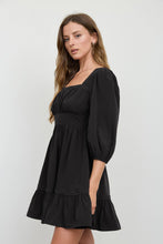 Load image into Gallery viewer, Black Lace Trim Square Neck Mini Dress