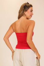 Load image into Gallery viewer, Red Button Front Strapless Top