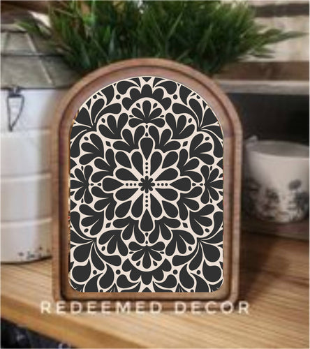Arch Top Black Medallion Framed Art