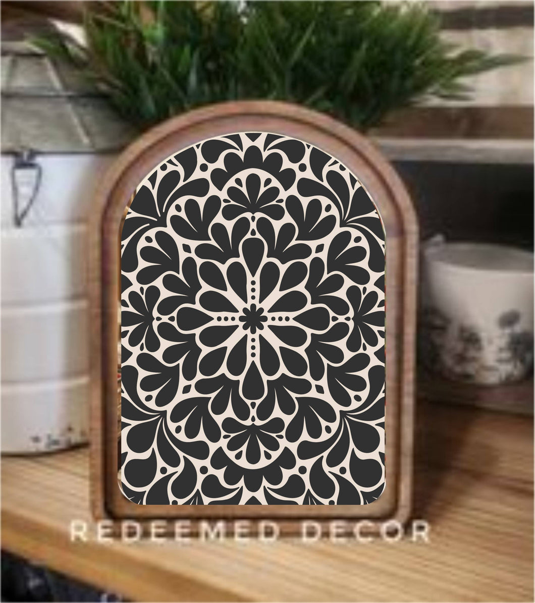 Arch Top Black Medallion Framed Art
