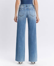 Load image into Gallery viewer, Vervet Mid Rise Raw Hem Wide Jeans