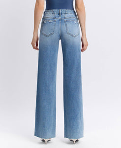 Vervet Mid Rise Raw Hem Wide Jeans