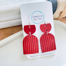 Load image into Gallery viewer, Embossed Arch: Red Earrings