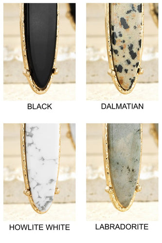 Semi-Precious Oval Stone Earrings
