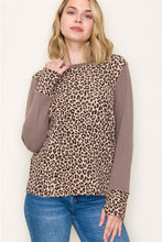 Load image into Gallery viewer, Brown Animal Print Colorblock Top