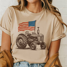 Load image into Gallery viewer, Beige Country Tractor Flag Graphic Tee