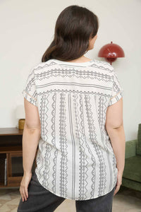Black Geo Pattern Button Down Top