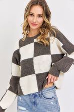 Load image into Gallery viewer, Brown Checker Comfy Sweater