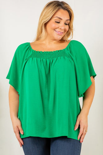 Green Front Smocked Top