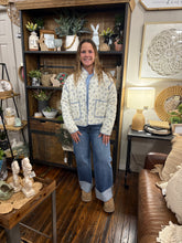Load image into Gallery viewer, Ivory Quilted Floral Puffer Jacket